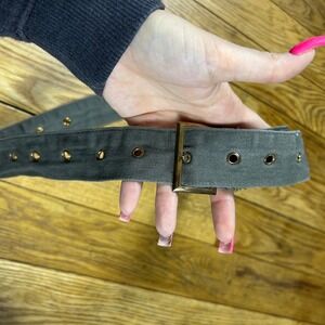 Khaki Utility Belt Gold‎ Buckle Grommet Detail Canvas Adjustable